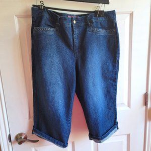 Gloria Vanderbilt Jeans Womens Size 16 Marnie Skimmer Blue Jean Cuffed Dark Wash